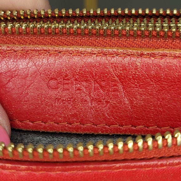 Celine Red Leather Tri-Pouch Crossbody Clutch Bag With Gold Hardware - Picture 9 of 13